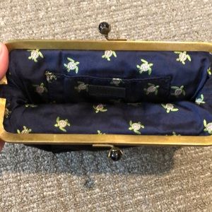 J. Crew black satin clutch bag